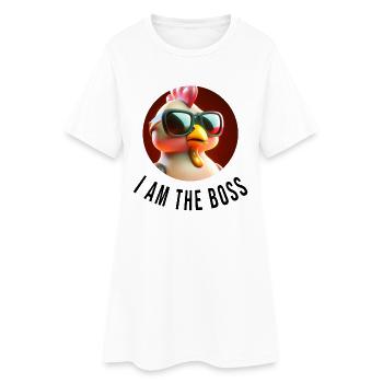 Cooles Huhn mit Sonnenbrille - Frauen T-Shirt-Kleid - Weiß - Vorne