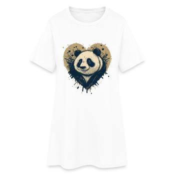Panda Heart Ink Illustration - Women’s T-Shirt Dress - white - Front