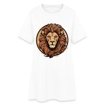 Royal Lion Emblem Round Crest - Women’s T-Shirt Dress - white - Front