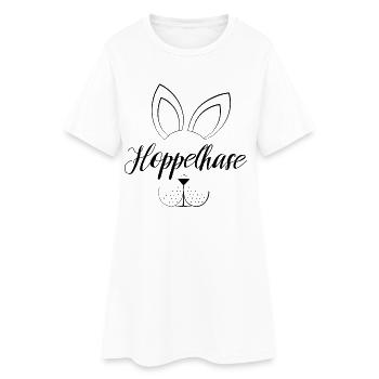 Hoppelhase Oster Motiv minimalistisch - Frauen T-Shirt-Kleid - Weiß - Vorne