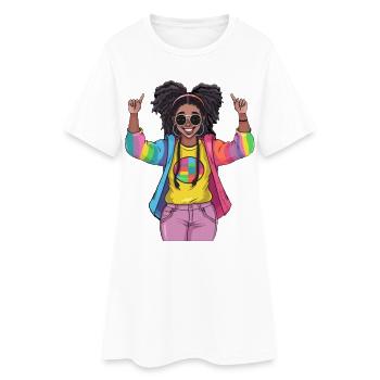 Colorful Rainbow Friendship Design - Women’s T-Shirt Dress - white - Front