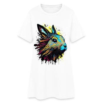 Lapin lapin Cadeau de Pâques Visage de lapin coloré - Robe T-shirt Femme - blanc - Devant