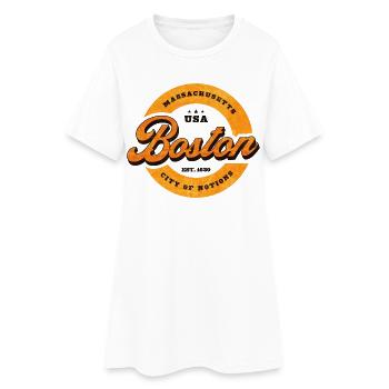 Boston Retro Kreislogo Druck - Frauen T-Shirt-Kleid - Weiß - Vorne