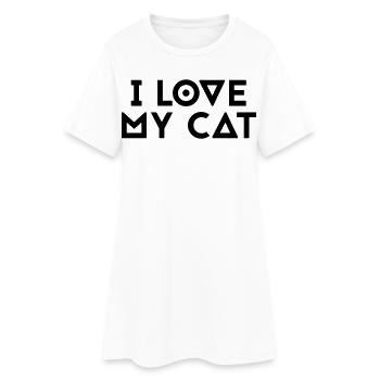 J’aime mon chat - Robe T-shirt Femme - blanc - Devant
