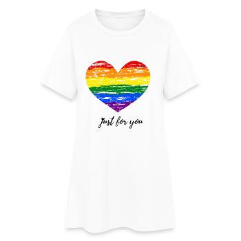 Cœur arc-en-ciel dans le style Vintage Pride Description courte - Robe T-shirt Femme - blanc - Devant