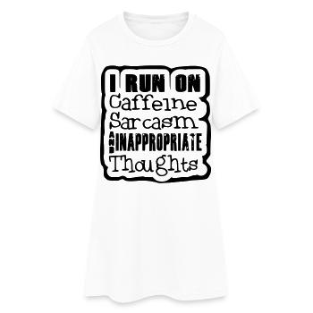 Je looo sur la caféine, le sarcasme pensées bizarres # - Robe T-shirt Femme - blanc - Devant