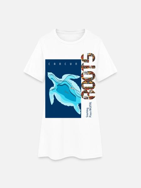 Tortue marine snorkeling Roots - Robe T-shirt Femme - blanc