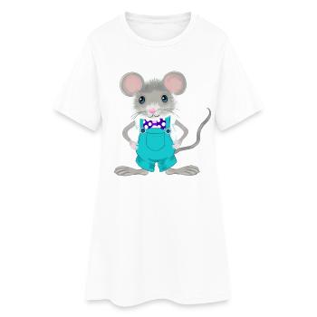 Niedliche und elegante - Frauen T-Shirt-Kleid - Weiß - Vorne