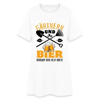 Gärtnern und Bier darum bin ich hier - Garten - Frauen T-Shirt-Kleid - Weiß - Vorne