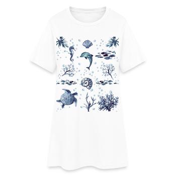 Under the Ocean - Marine Life Lovers - Frauen T-Shirt-Kleid - Weiß - Vorne