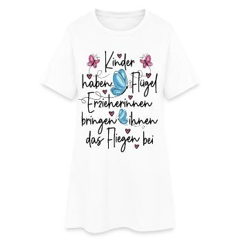 Erzieherin Danke - Kinder haben Flügel  - Frauen T-Shirt-Kleid - Weiß - Vorne