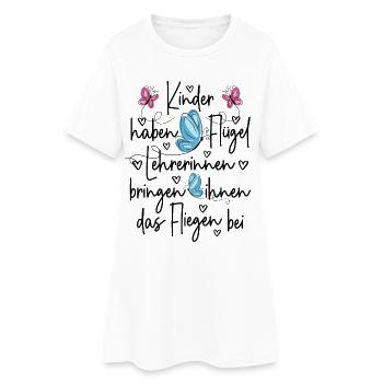 Lehrerin Grundschule Spruch - Kinder haben Flügel - Frauen T-Shirt-Kleid - Weiß - Vorne