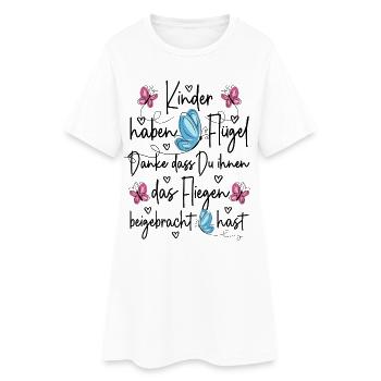 Kita Abschied - Kinder haben Flügel - Frauen T-Shirt-Kleid - Weiß - Vorne