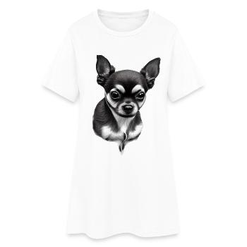 Mignon Chihuahua à poil court - Robe T-shirt Femme - blanc - Devant