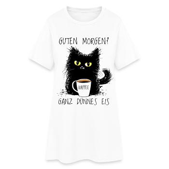 Guten Morgen? Ganz Dünnes Eis Lustige Katze Kaffee - Frauen T-Shirt-Kleid - Weiß - Vorne