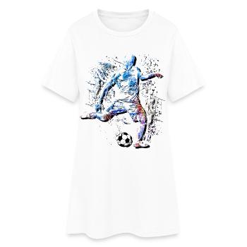 Ich liebe Fussball - Fußballer Farbenfroh Stürmer - Frauen T-Shirt-Kleid - Weiß - Vorne