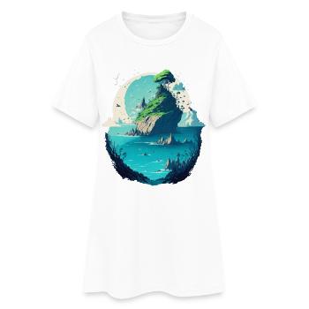 Paysage insulaire asiatique imaginatif - Robe T-shirt Femme - blanc - Devant