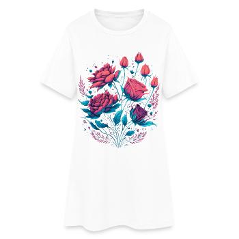 roses néon vintage bouquet de roses - Robe T-shirt Femme - blanc - Devant