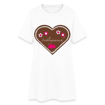"Jahrmarkt-Liebe" Lieblingsmensch pink - Frauen T-Shirt-Kleid - Weiß - Vorne