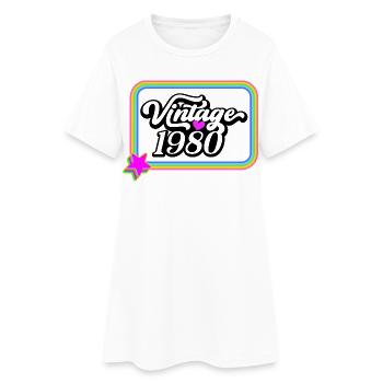 Vintage 1980 - Retro T-Shirt - Frauen T-Shirt-Kleid - Weiß - Vorne