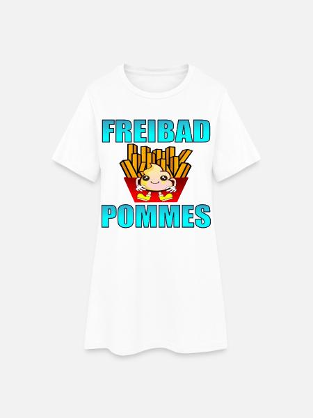 FREIBAD POMMES FRITTEN SOMMER - Frauen T-Shirt-Kleid - Weiß