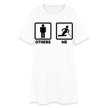 Skifahrer Strichmännchen - Frauen T-Shirt-Kleid - Weiß - Vorne