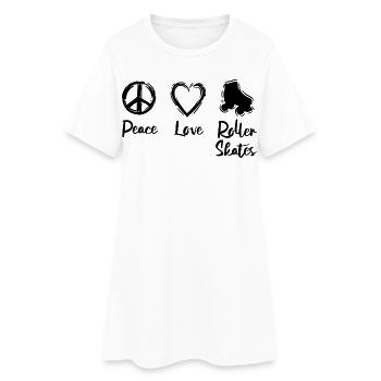 Peace Love Roller Patinage - Robe T-shirt Femme - blanc - Devant