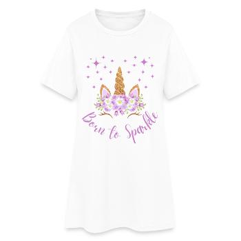 Born to sparkle - T-shirt graphique licorne - Robe T-shirt Femme - blanc - Devant