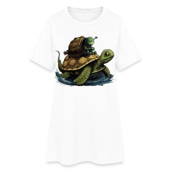 Petit escargot vert peut être vu par la tortue m - Robe T-shirt Femme - blanc - Devant