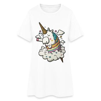 Licorne fantastique rêveuse sur un nuage - Robe T-shirt Femme - blanc - Devant