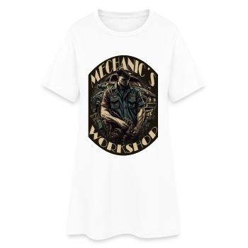 Automechaniker mit Schriftzug - Frauen T-Shirt-Kleid - Weiß - Vorne