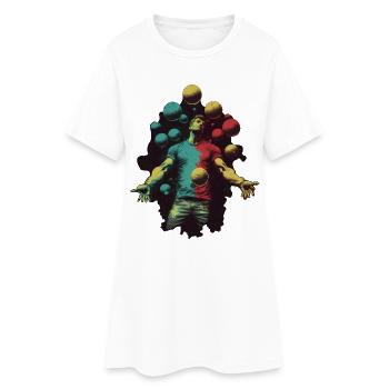 Mann jongliert mit Bällen - Frauen T-Shirt-Kleid - Weiß - Vorne