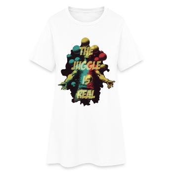 Jongleur mit Schriftzug - Frauen T-Shirt-Kleid - Weiß - Vorne