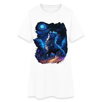howling wolf in mystical nature - Women’s T-Shirt Dress - white - Front