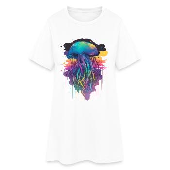 Grande méduse colorée - Robe T-shirt Femme - blanc - Devant
