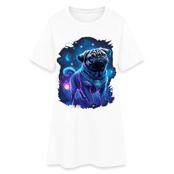 Zauberhafte Mops Nacht - Frauen T-Shirt-Kleid - Weiß - Vorne