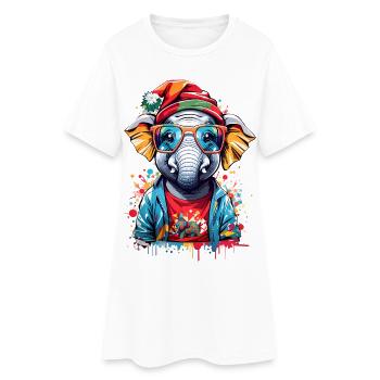 Éléphant cool - Robe T-shirt Femme - blanc - Devant