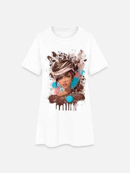 Sweet Lady - Frauen T-Shirt-Kleid - Weiß