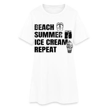 Strand Sommer Eiscreme Wiederholung - Frauen T-Shirt-Kleid - Weiß - Vorne