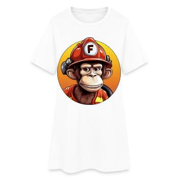 Firefighter / Monkey - Women’s T-Shirt Dress - white - Front