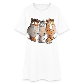 Droll Horses I Motif de cheval pour cavalier - Robe T-shirt Femme - blanc - Devant