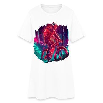 Neon Mountain Biker Cyclist Downhill MTB - Women’s T-Shirt Dress - white - Front