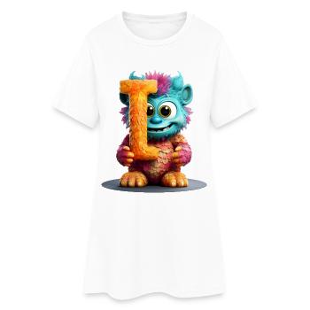 Alphabet Buchstabe I Buntes Monster - Frauen T-Shirt-Kleid - Weiß - Vorne