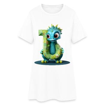Blauer Drache mit Buchstabe J Alphabet - Frauen T-Shirt-Kleid - Weiß - Vorne