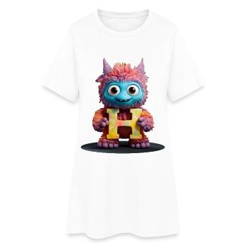 Retour à l’école. Alphabet Lettre H tendre animal en peluche - Robe T-shirt Femme - blanc - Devant