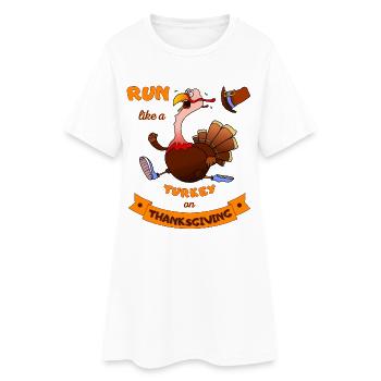 Run Like A Turkey On Thanksgiving Lustiger Trab - Frauen T-Shirt-Kleid - Weiß - Vorne