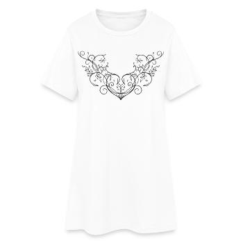 Coeur Feuilles Ornement Tatouage S’épanouir - Robe T-shirt Femme - blanc - Devant