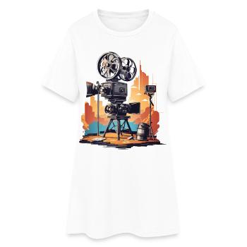 Retro Kamera - Frauen T-Shirt-Kleid - Weiß - Vorne