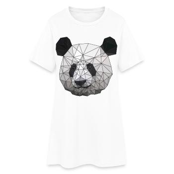 Polygonal Panda Bär Low Poly Kunst Dreieck Formen - Frauen T-Shirt-Kleid - Weiß - Vorne