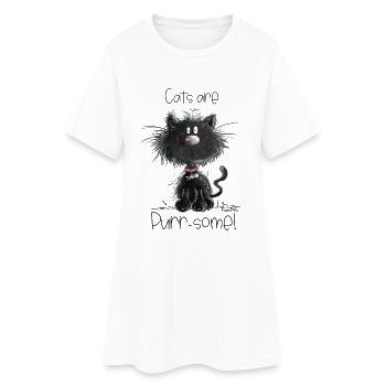 Droll black cat with cats saying - Women’s T-Shirt Dress - white - Front